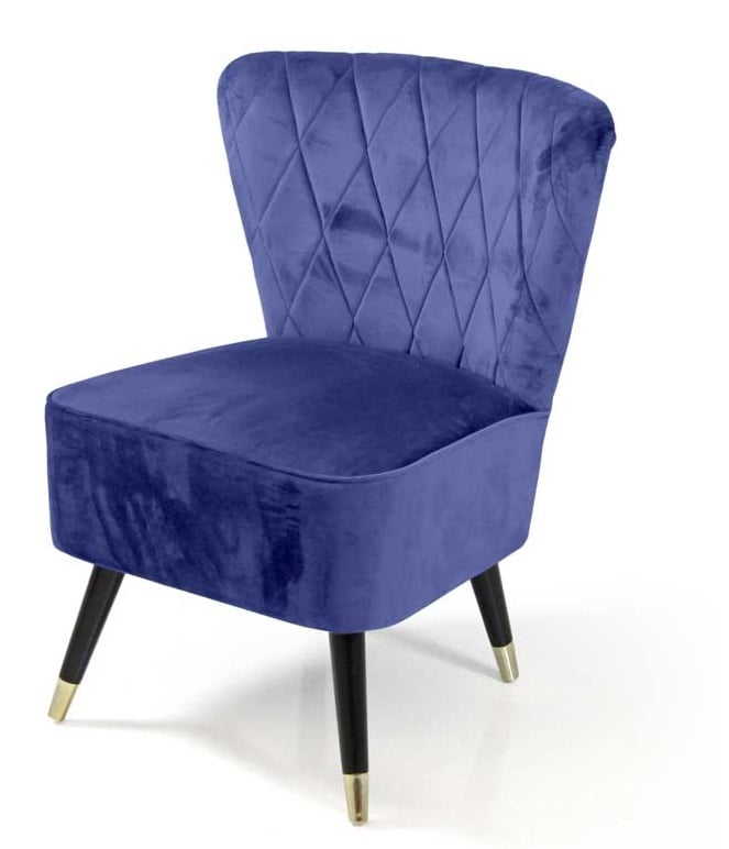 POLTRONA IN VELLUTO CON GAMBE NERE 63,5 X 66 X 84 CM CM COLORE BLU