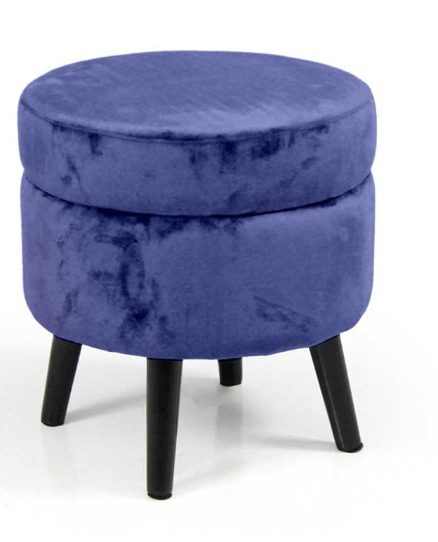 POUF CONENITORE SEDUTA IN VELLUTO E GAMBE NERE 37 X H40 CM COLORE BLU