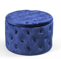 POUF CONTENITORE IN VELLUTO TRAPUNTATO 60 X 60 X 42 CM COLORE BLU
