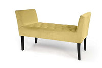 PANCA IN VELLUTO CON GAMBE NERE 110 X 40 X 60 CM IN COLORE SENAPE