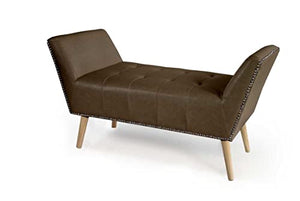 PANCA IN SIMILPELLE CON GAMBE LEGNO 111 X 40 X 60 CM IN COLORE MARRONE
