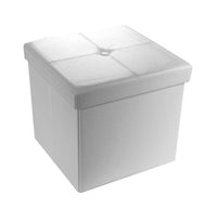 POUF CONTENITORE IMBOTTITO QUADRATO 40X40 CM COLORE BIANCO