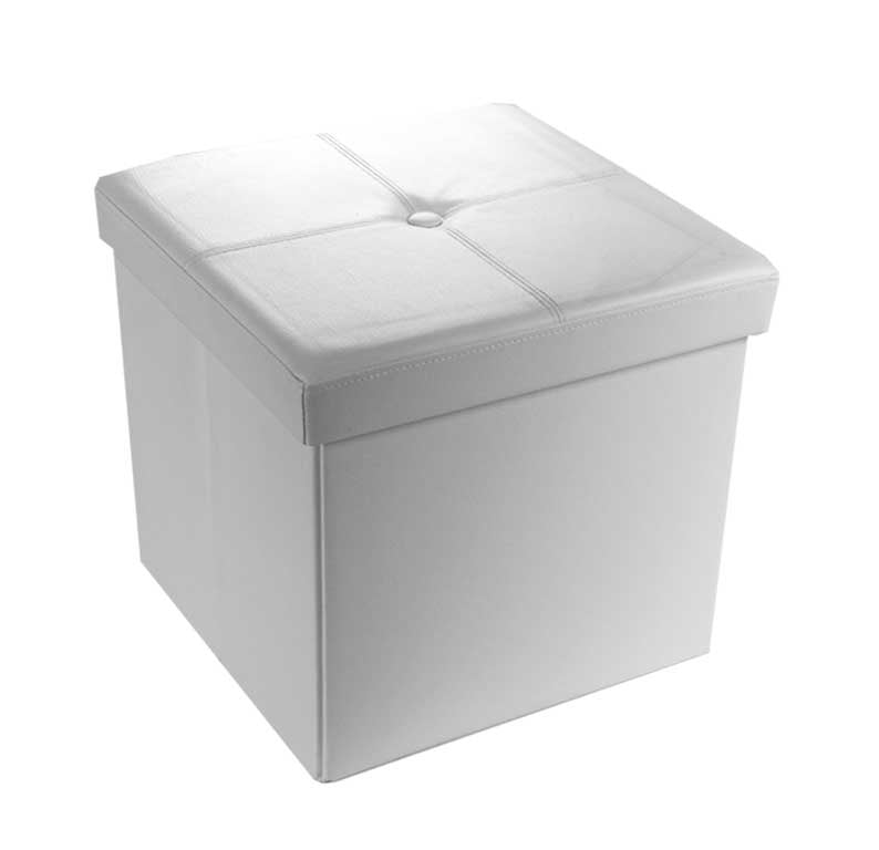 POUF CONTENITORE IMBOTTITO QUADRATO 40X40 CM COLORE BIANCO