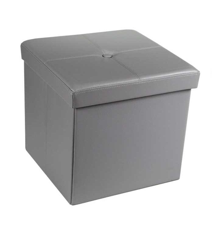 POUF CONTENITORE IMBOTTITO QUADRATO 40X40 CM COLORE GRIGIO