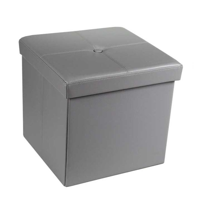 POUF CONTENITORE IMBOTTITO QUADRATO 40X40 CM COLORE GRIGIO