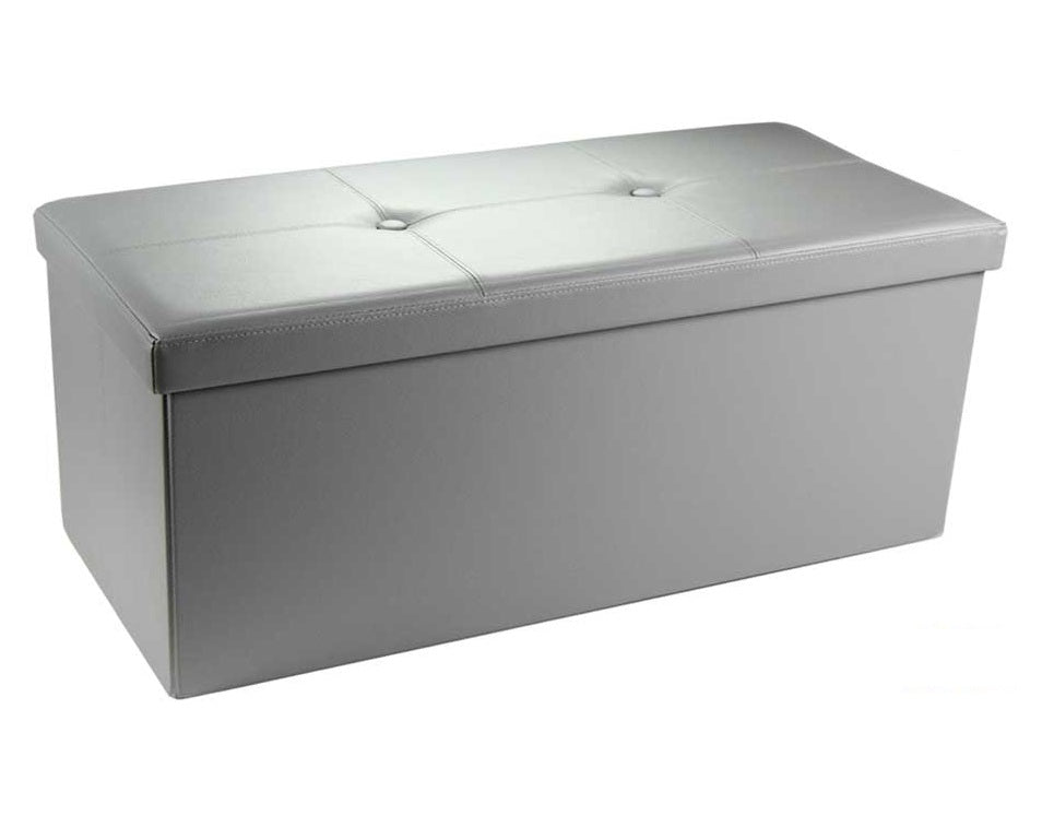 POUF CONTENITORE IMBOTTITO RETTANGOLARE 80X40 CM COLORE GRIGIO