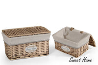 MAURY'S CESTE BEIGE RETTANGOLARI CON SCRITTA SWEET HOME SET2PZ CON COPERCHIO