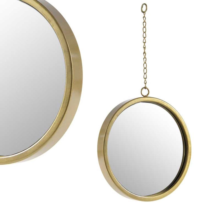 SPECCHIO ORO TONDO DA ARREDO CON CATENA 45X3X67 CM