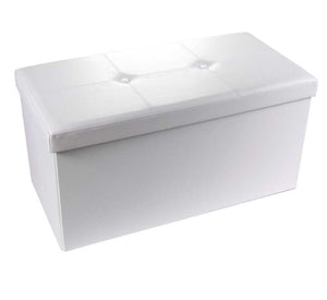 POUF CONTENITORE IMBOTTITO RETTANGOLARE 80X40 CM COLORE BIANCO