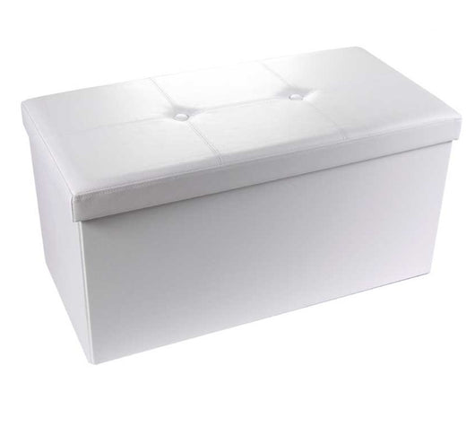 POUF CONTENITORE IMBOTTITO RETTANGOLARE 80X40 CM COLORE BIANCO