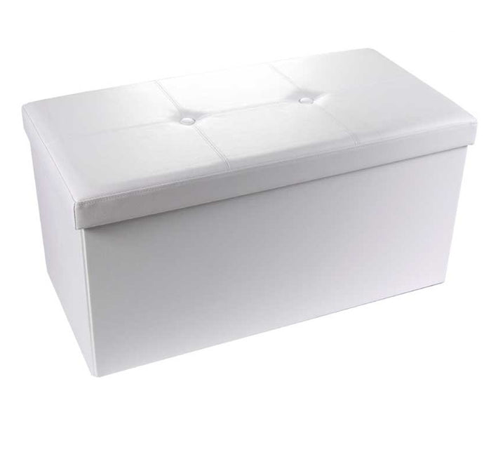POUF CONTENITORE IMBOTTITO RETTANGOLARE 80X40 CM COLORE BIANCO
