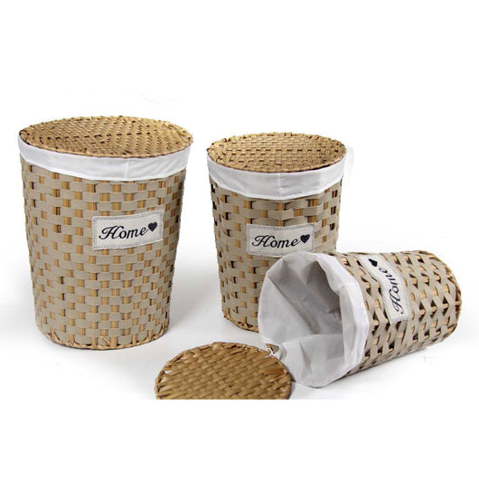 SET PORTA BIANCHERIA HOME IN LEGNI NATURALE CON APPLICAZIONI IN FELTRO