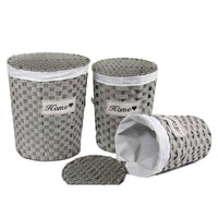 SET 3 CESTE PORTABIANCHERIA A FORMA TONDA IN VIMINI GRIGIO