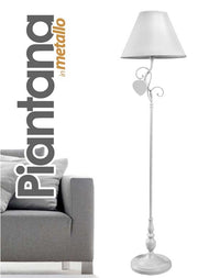 CUORE PENDENTE LAMPADA A PIANTANA CON CAPPA IN METALLO DA 154 CM COLORE BIANCO