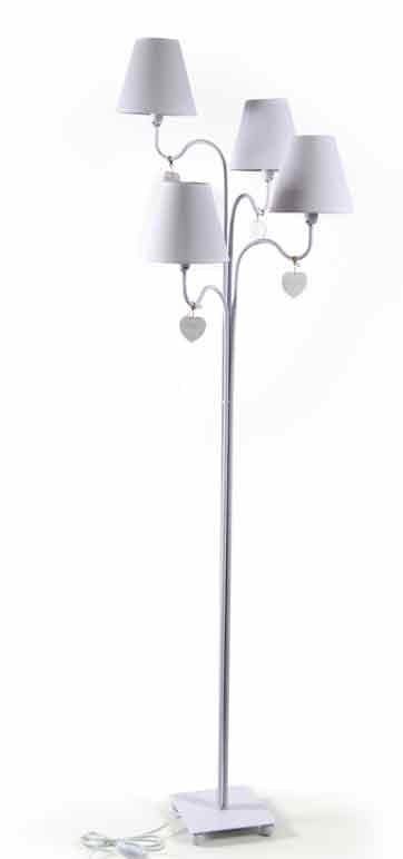 LAMPADA A PIANTANA CON 4 LUCI IN METALLO 50 X 152 CM COLORE BIANCO