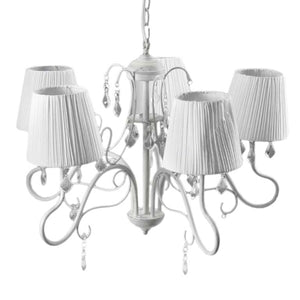 PERLA PLISSE LAMPADARIO PENDENTE A 5 LUCI DA 60 COLORE BIANCO