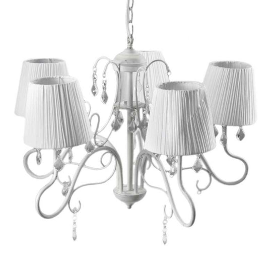 PERLA PLISSE LAMPADARIO PENDENTE A 5 LUCI DA 60 COLORE BIANCO