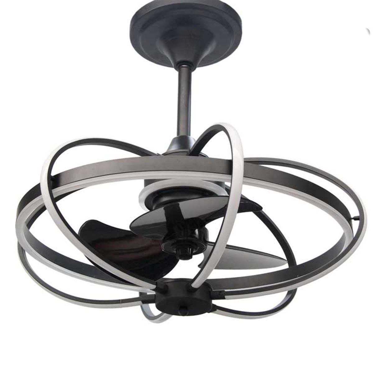 LAMPADARIO CON VENTILATORE E LUCE A LED CON TELECOMANDO 86 X 84CM COLORE NERO