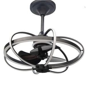 LAMPADARIO CON VENTILATORE E LUCE A LED CON TELECOMANDO 86 X 84CM COLORE NERO