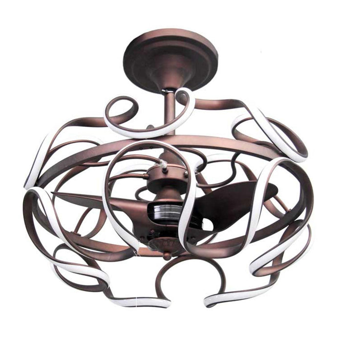 LAMPADARIO CON VENTILATORE E LUCE A LED 86 X 74 CM COLORE BRONZO