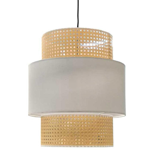 LAMPADARIO IN VIMINI 45 X 44 CM COLORE BEIGE E BIANCO