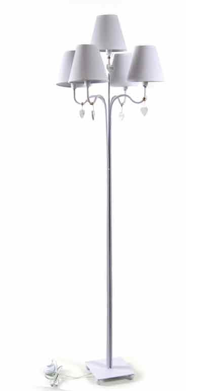 PENDENTE LAMPADA A PIANTANA CON 5 LUCI IN METALLO 50 X 155 CM COLORE BIANCO