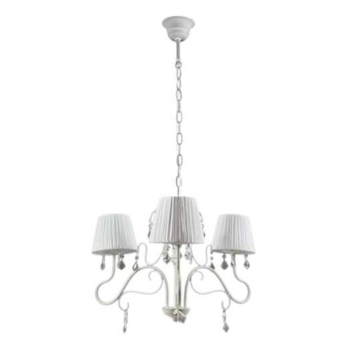 PERLA PLISSE LAMPADARIO PENDENTE A 3 LUCI DA 55 COLORE BIANCO
