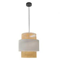 LAMPADARIO IN VIMINI 45 X 44 CM COLORE BEIGE E BIANCO