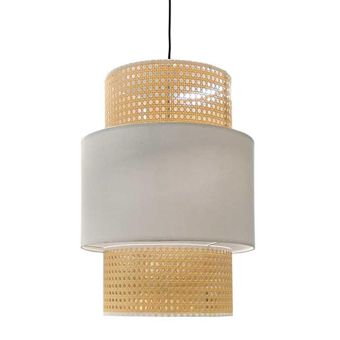 LAMPADARIO IN VIMINI 30 X 44 CM COLORE BEIGE E BIANCO
