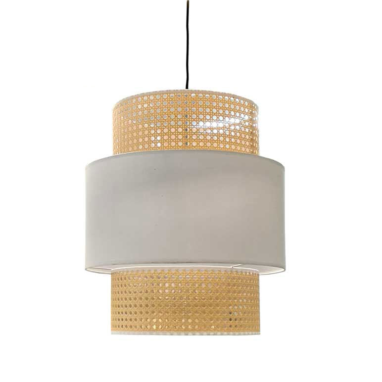 LAMPADARIO STILE INDUSTRIAL 40X44 CM CON PARALUME CREMA E BIANCO