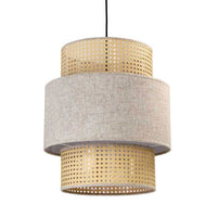 LAMPADARIO STILE INDUSTRIAL LINO 40X44,5 CM CON PARALUME CREMA E BIANCO