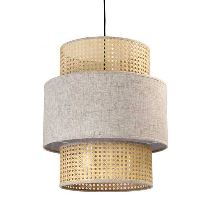 LAMPADARIO STILE INDUSTRIAL LINO 40X44,5 CM CON PARALUME CREMA E BIANCO