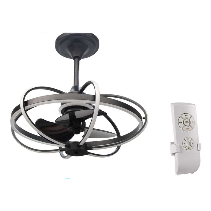 LAMPADARIO CON VENTILATORE E LUCE A LED CON TELECOMANDO 86 X 84CM COLORE NERO