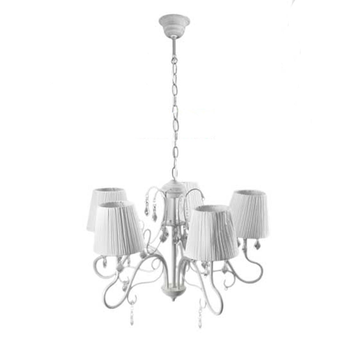 PERLA PLISSE LAMPADARIO PENDENTE A 5 LUCI DA 60 COLORE BIANCO