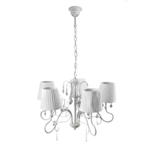 PERLA PLISSE LAMPADARIO PENDENTE A 5 LUCI DA 60 COLORE BIANCO