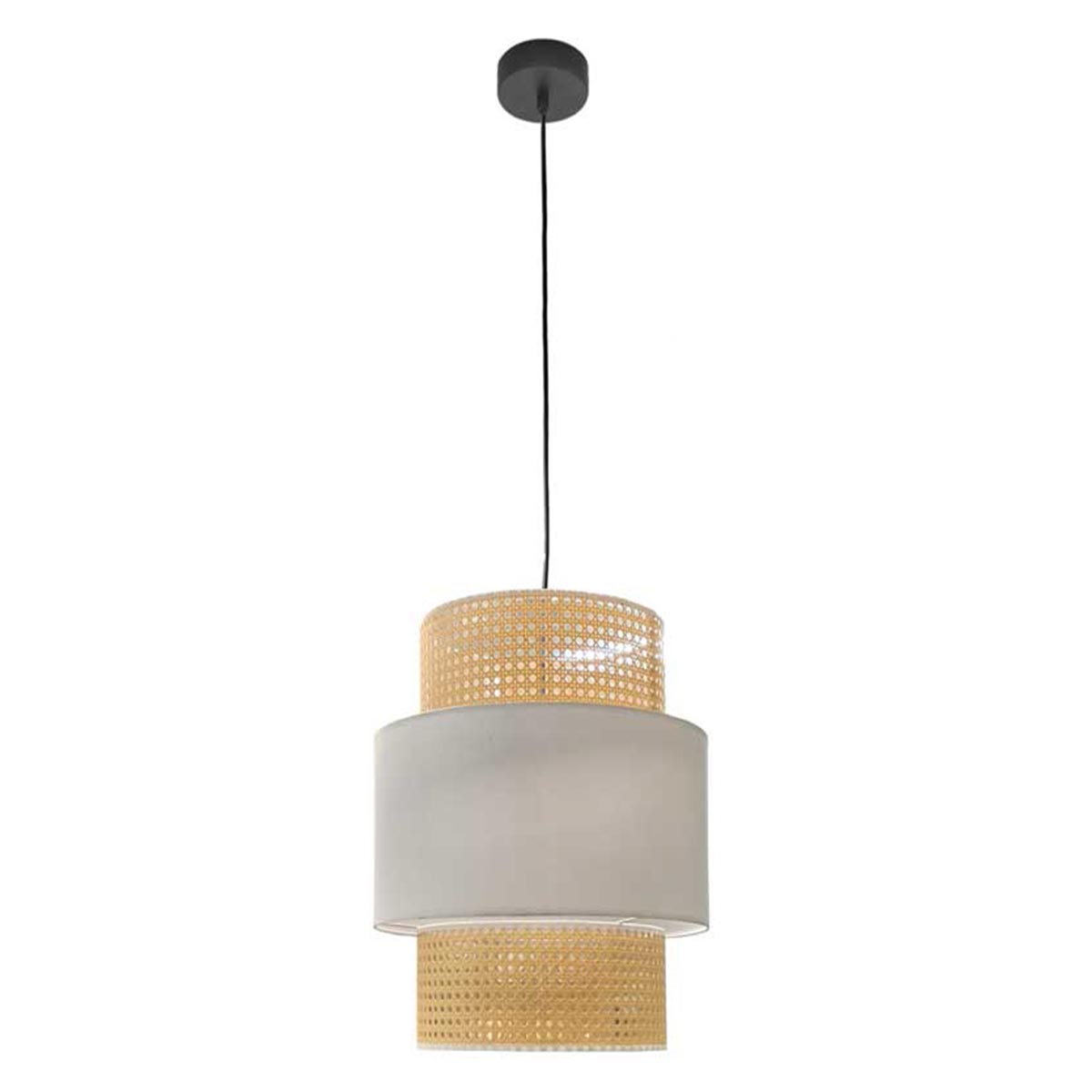 LAMPADARIO IN VIMINI 30 X 44 CM COLORE BEIGE E BIANCO