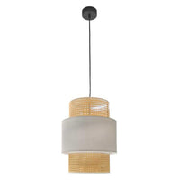 LAMPADARIO IN VIMINI 30 X 44 CM COLORE BEIGE E BIANCO