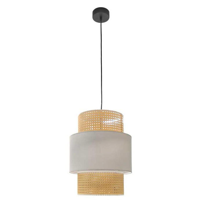 LAMPADARIO IN VIMINI 30 X 44 CM COLORE BEIGE E BIANCO