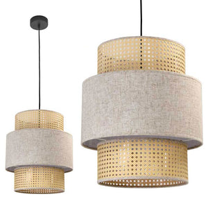 LAMPADARIO STILE INDUSTRIAL LINO 40X44,5 CM CON PARALUME CREMA E BIANCO