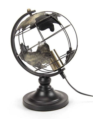MAURY'S LAMPADA MAPPAMONDO CON STRUTTURA IN METALLO 24X24X35 CM COLORE NERO