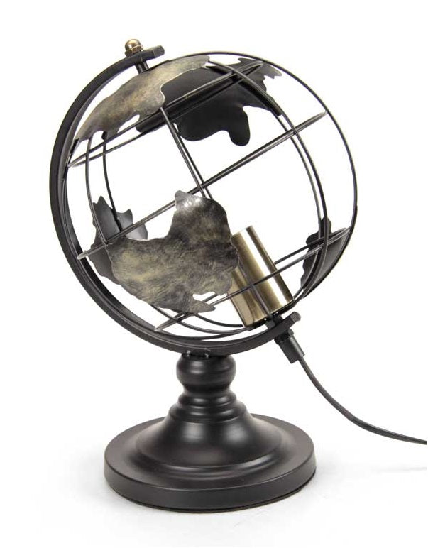 MAURY'S LAMPADA MAPPAMONDO CON STRUTTURA IN METALLO 24X24X35 CM COLORE NERO