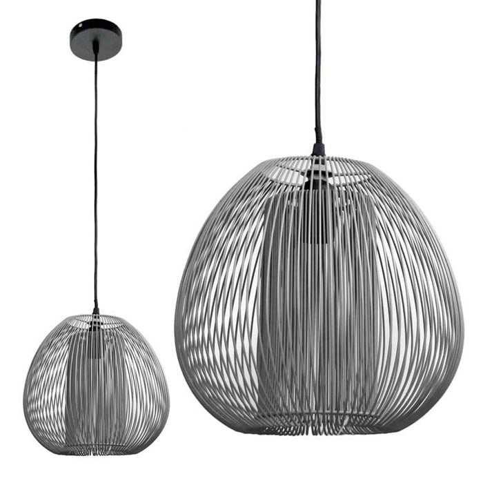 LAMPADARIO A CADUTA CON PARALUME IN VIMINI 27.5X175 CM GRIGIO