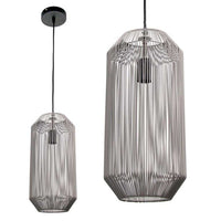 LAMPADARIO A CADUTA CON PARALUME IN VIMINI ALLUNGATO 20,5X190CM TORTORA