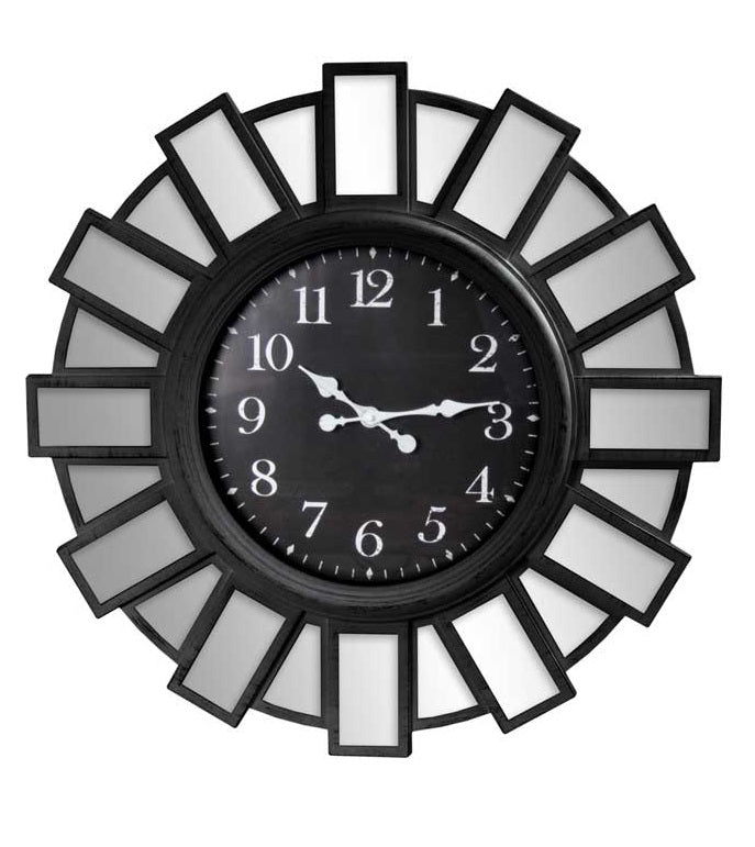 OROLOGIO MAXI DA PARETE STILE MODERNO CON SPECCHI E VETRO 76X6 CM NERO