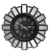 OROLOGIO MAXI DA PARETE STILE MODERNO CON SPECCHI E VETRO 76X6 CM NERO