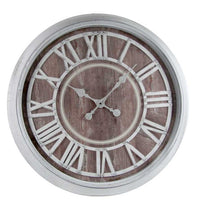 OROLOGIO DA PARETE STILE SHABBY CON NUMERI ROMANI 76X6 CM BIANCO E MARRONE