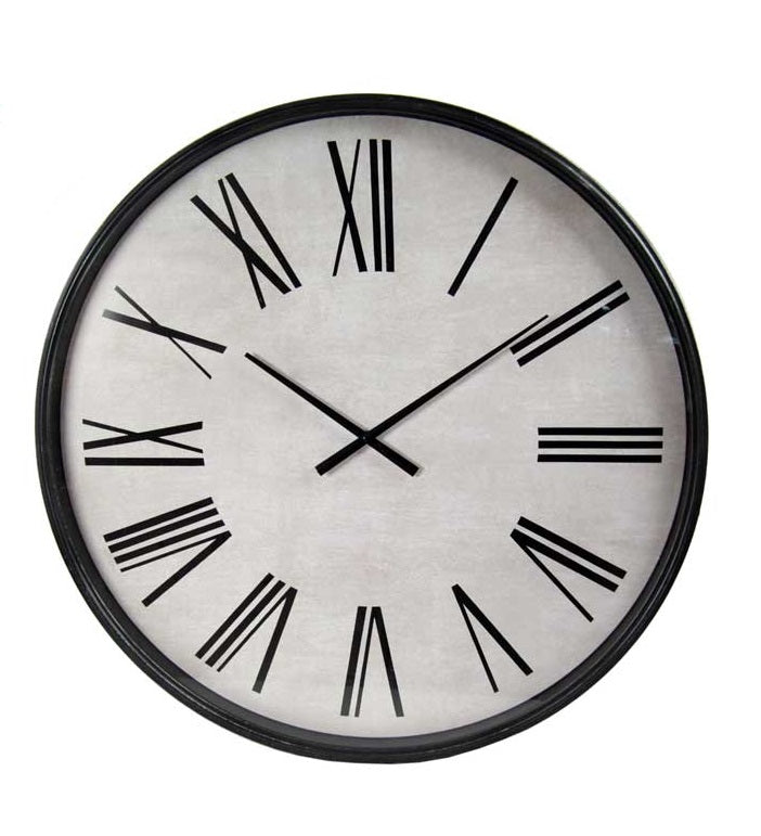 OROLOGIO DA PARETE MINIML CON NUMERI ROMANI IN VETRO 76X6 CM BIANCO E NERO