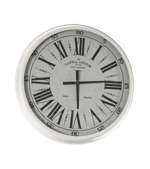 OROLOGIO MAXI DA PARETE IN METALLO E VETRO CON NUMERI ROMANI 76X12 CM BIANCO