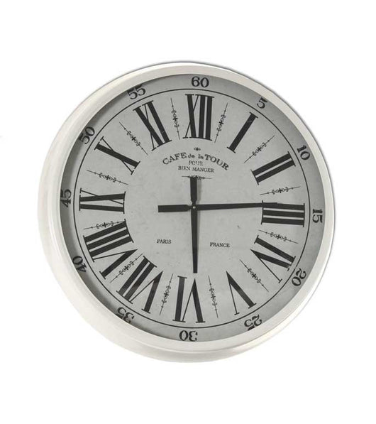 OROLOGIO MAXI DA PARETE IN METALLO E VETRO CON NUMERI ROMANI 76X12 CM BIANCO