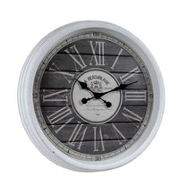 OROLOGIO DA PARETE STILE SHABBY CON NUMERI ROMANI 61X8 CM BIANCO E NERO